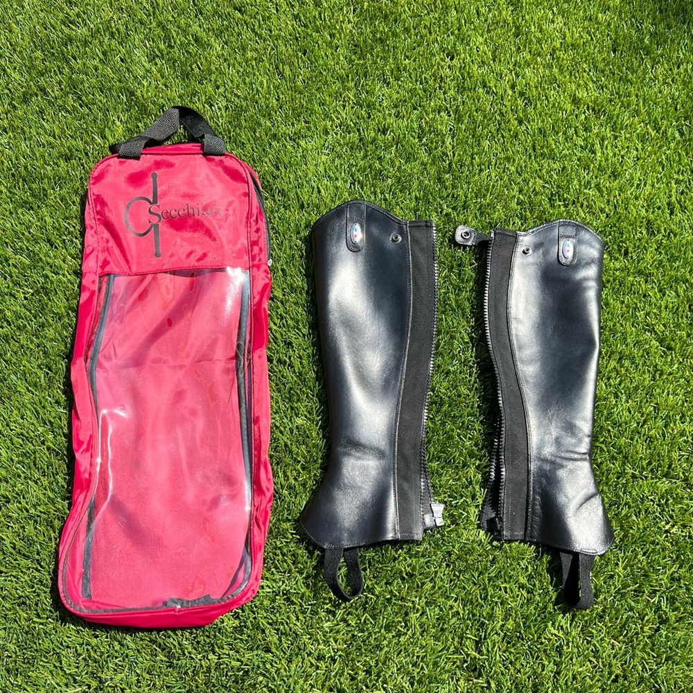 SECCHIARI Italy Belgio Half Chaps in Calfskin Leather Black size XS+ - worn 1x